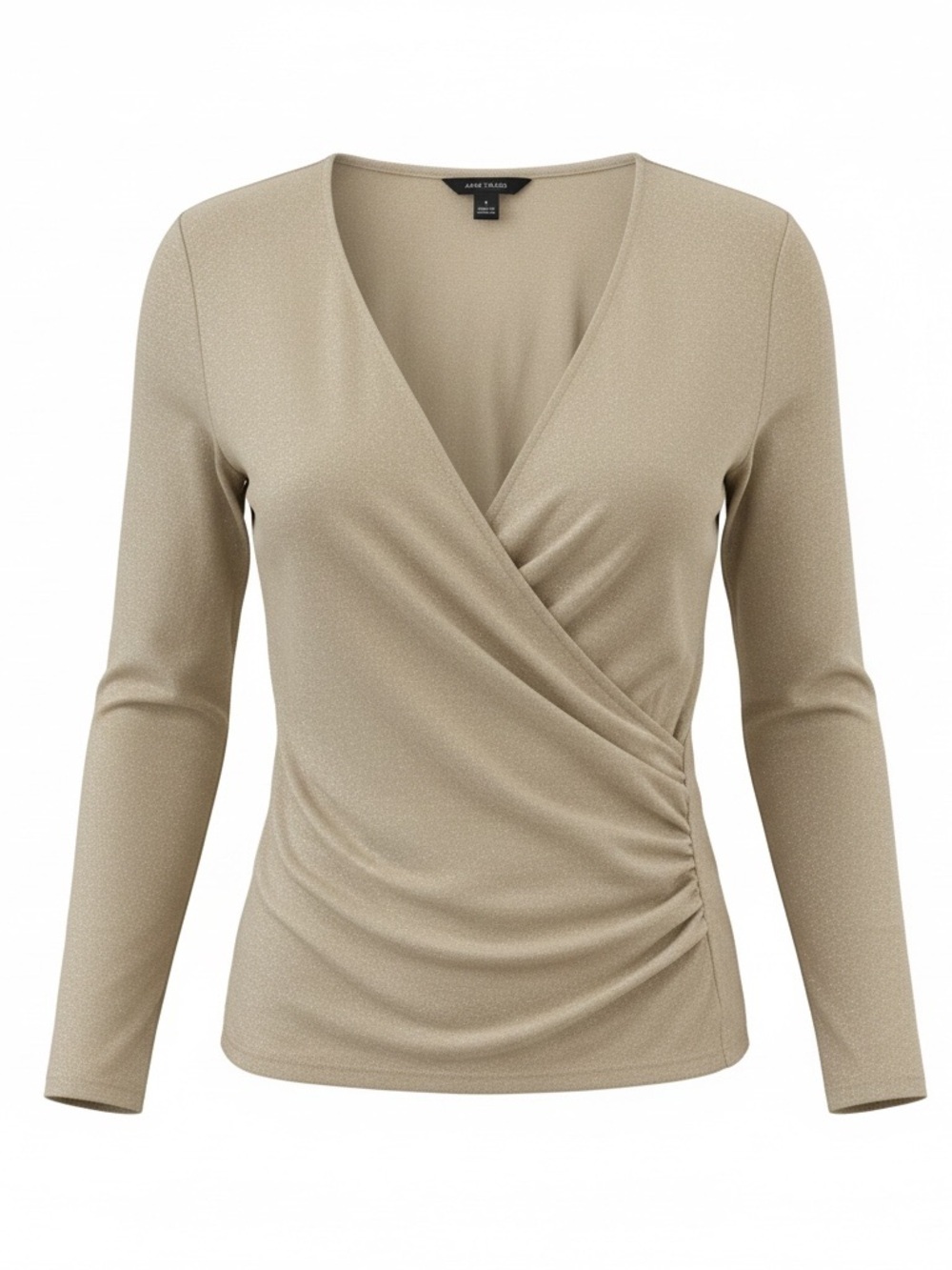 Ann Taylor NWT gold metallic faux wrap top, medium